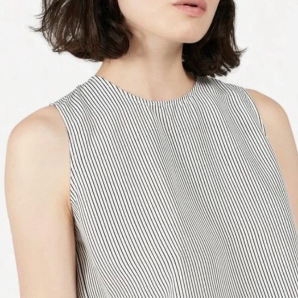 Everlane Silk Shell Black & White Stripe